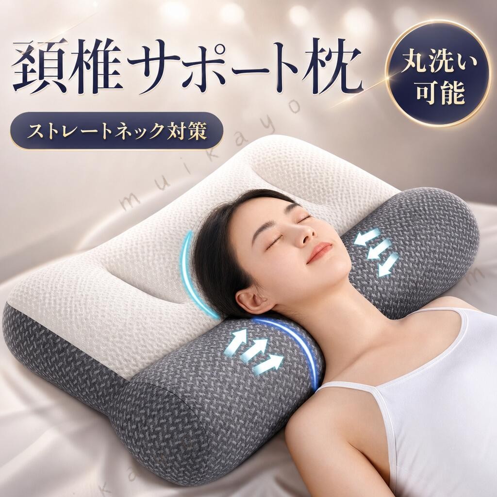 1. 丸洗いができて清潔、やさしい肌触り 人は寝ている間にコップ1杯分の汗をかくと言われています。特に髪の毛がある頭は温度が高く、蒸れやすい部分。すべて丸洗いができるので、ニオイや汚れなどの心配がなく、いつも清潔に保つことができます。2. 高密度でやわらかく、快適 高密度でやわらかく快適、通気性がよく触感が繊細な特性は 枕に触れた瞬間から快適な体験を提供します。3. 蒸れにくいメッシュ素材を採用 側面と頸部に熱のこもりにくいメッシュ素材で、ささやかな触りで眠りをサポートします。4 頭・首・肩をしっかりと支え 寝転ぶだけで、頭から首、さらに肩までの隙間を埋め、上体にフィットします。首部を自然な状態にキープし、寝ている時の気道を開くことで、呼吸がスムーズになります。また、頭にちょうどいい感じでフィットしてくれ、弾力性に優れ、優れたフィット感があり、高級仕様をご家庭でもご使用いただけます！眠りに入るまでの姿勢や寝ている間にとる姿勢は実に様々です。横向き・仰向け・うつ伏せ、どんな寝姿勢でもOK！