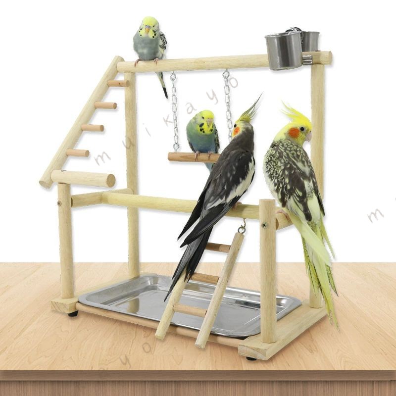 インコ 遊び場 二層 バード アスレチック 玩具 スタンド 止まり木 はしご 食器 水器 カゴ 遊園地 秋千 ラダー ベル 鳥の巣 鳥栖 オウム