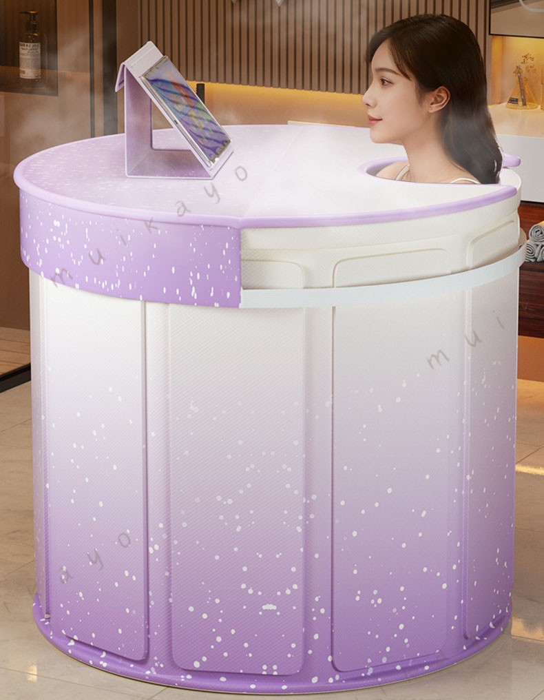 保温 ポータブルバスタブ 浴槽 蓋付き 浴室 バスタブ 大人の子供SPA お風呂の浴槽 70*65cm 簡易浴槽 持ち運び浴槽 キャンプ 水風呂 スタイル ファミリー用 収納簡単 使いやすい シャワー 高品質 滑り止め 子供用 大人用 組み立て不要