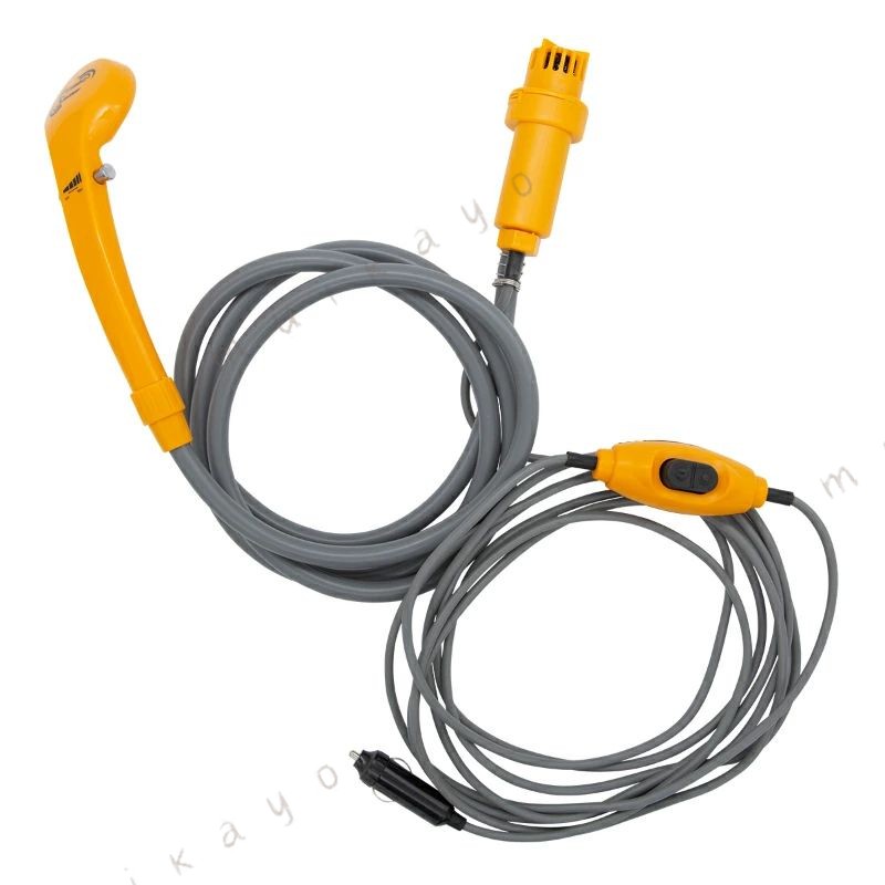 ポータブルシャワー 簡易シャワー シガーソケット 12V 温水 お湯 水 電動 ポンプ 手元スイッチ 洗車 アウトドア キャンプ サーフィン 釣