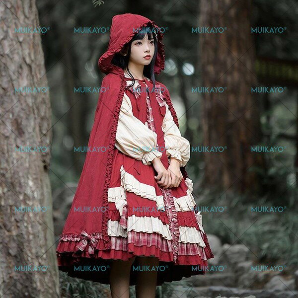 赤ずきん ワンピース マント Lolita OP 長袖 通販 童話 文化祭 学園祭 コスプレ衣...