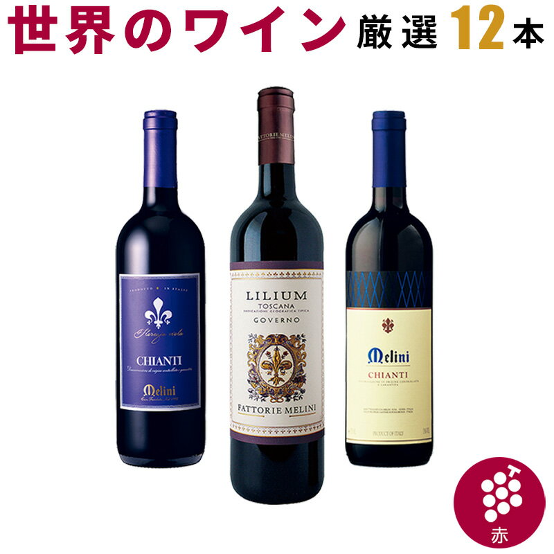 赤ワインセット 厳選 世界各国 ワイン 750ml 12本 セット メリーニ キアンティ ロッソ トゥット・エ・ポッシービレ トスカーナ 辛口 品種 イタリア アルコール 酒