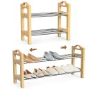 ★楽天1位★【伸縮式シューズラック 幅46~82cm】2段 靴収納ラック 玄関収納 省スペース スリムデザイン ロータイプ 下駄箱 コンパクト 組立簡単 スチール製 簡単設置 玄関ラック 家族用 スニーカー ブーツ収納 可 組み立て簡単 収納力抜群 おしゃれ 玄関整理整頓 横長 小型