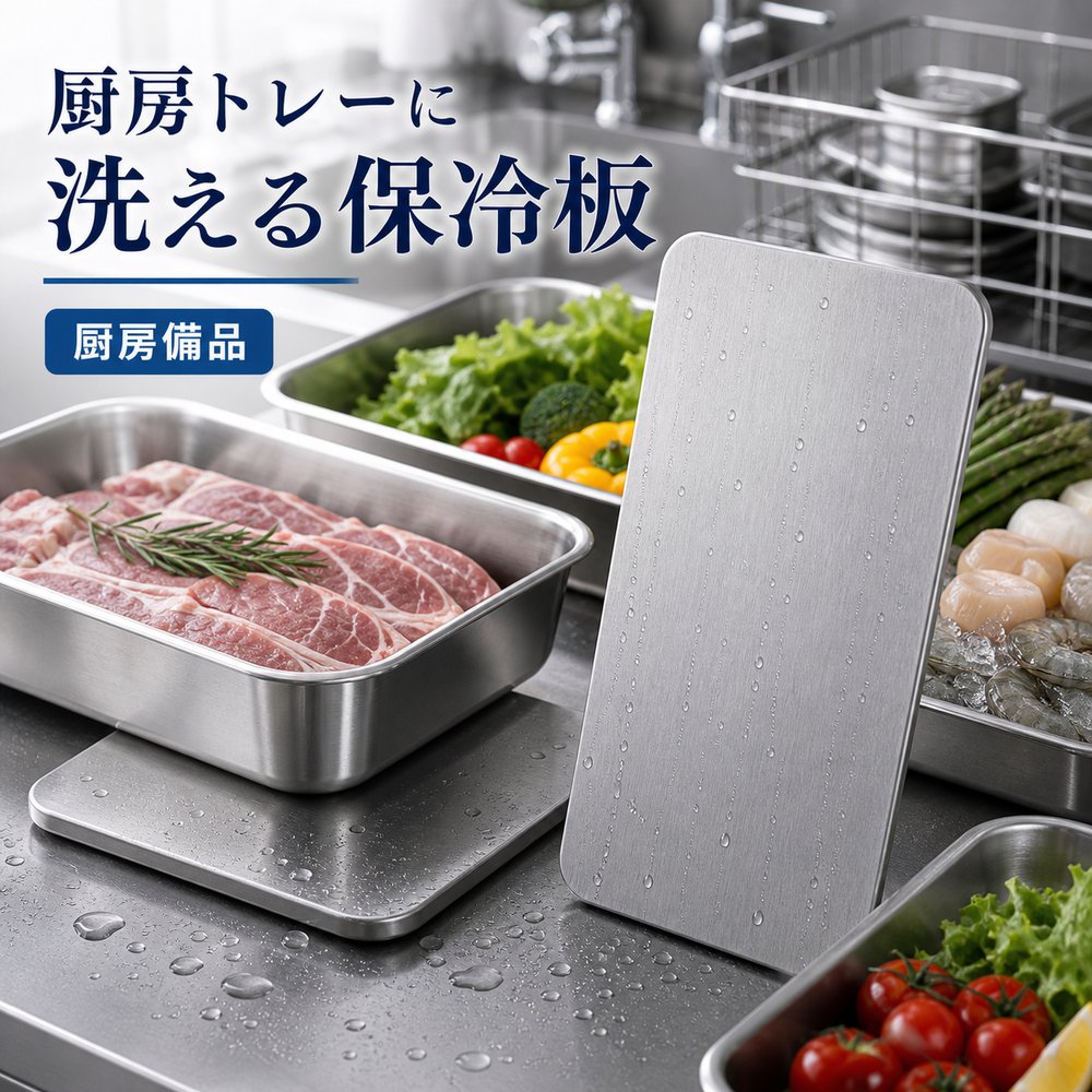 商品名SUS304ステンレス保冷プレート本ページのセット内容単品材質SUS304ステンレスサイズ約17.5cm × 約11.5cm（1枚あたり）重量約463g（1枚あたり）使用方法冷凍庫で冷やしてから、保冷バッグ・クーラーボックス・弁当箱などの近くに入れて使用してください。お手入れ使用後は水洗いし、水気を拭き取ってよく乾かしてください。カラーシルバー【夏祭りに、 飲み物保冷。】夏祭りや花火大会の飲み物バッグに添えやすいSUS304ステンレス保冷プレート。【使用シーン】バッグ内に一枚【ご注意】保冷効果は使用環境、バッグの断熱性、外気温、内容物により異なります。食品の状態維持を確約するものではありません。電子レンジ、直火、食洗機では使用しないでください。落下や強い衝撃にご注意ください。