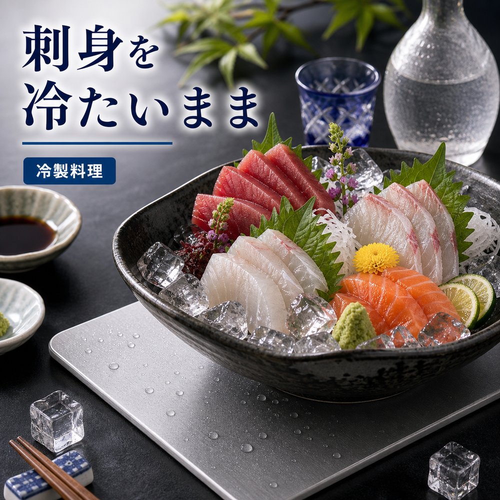 商品名SUS304ステンレス保冷プレート本ページのセット内容単品材質SUS304ステンレスサイズ約17.5cm × 約11.5cm（1枚あたり）重量約463g（1枚あたり）使用方法冷凍庫で冷やしてから、保冷バッグ・クーラーボックス・弁当箱などの近くに入れて使用してください。お手入れ使用後は水洗いし、水気を拭き取ってよく乾かしてください。カラーシルバー【前菜皿に、 冷たい一枚。】冷製皿や前菜の横に置きやすいSUS304ステンレス保冷プレート。【使用シーン】前菜皿に一枚【ご注意】保冷効果は使用環境、バッグの断熱性、外気温、内容物により異なります。食品の状態維持を確約するものではありません。電子レンジ、直火、食洗機では使用しないでください。落下や強い衝撃にご注意ください。