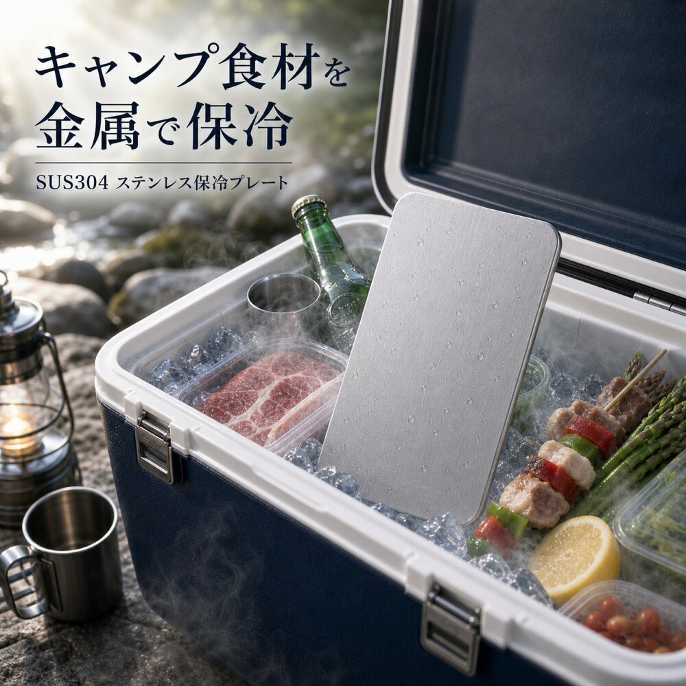 保冷プレート 1枚 キャンプ BBQ 食材 保冷バッグ SUS304 ステンレス 保冷剤 薄型 水洗い 繰り返し使える 冷凍庫 クーラーボックス