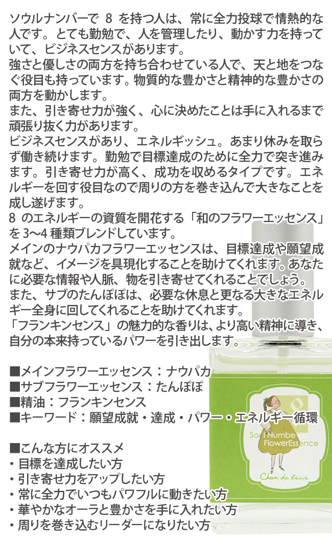 EIGHT 8 シャンドゥルール ソウルナンバーエッセンススプレー フラワーエッセンス