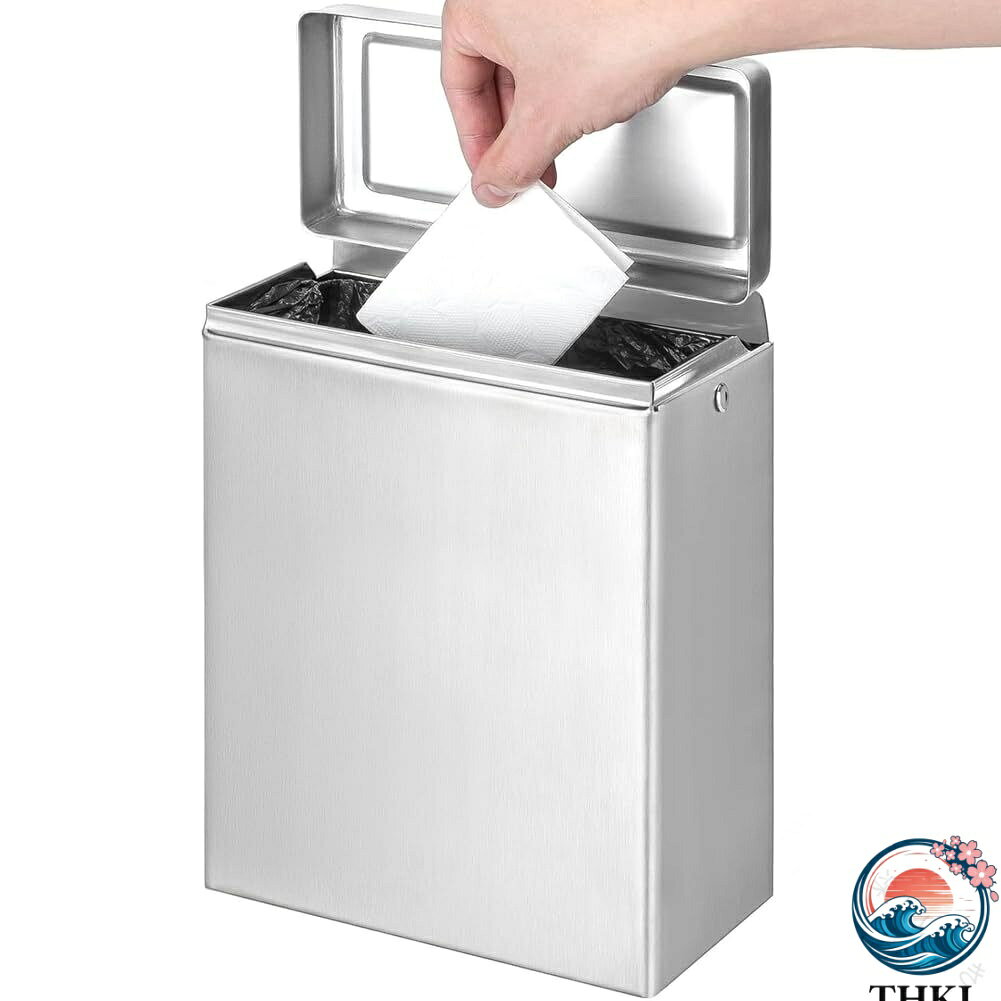 サニタリーボックス 304 ステンレス製 ステンレス 蓋付き おしゃれ 壁掛け 壁面取付 トイレ収納 トイレポット 廃棄容器 生理用品 女性用 衛生用品入れ ゴミ箱 施設 公共トイレ 屋内 asbeaute-10001206 ASBEAUTE サンプル画像2