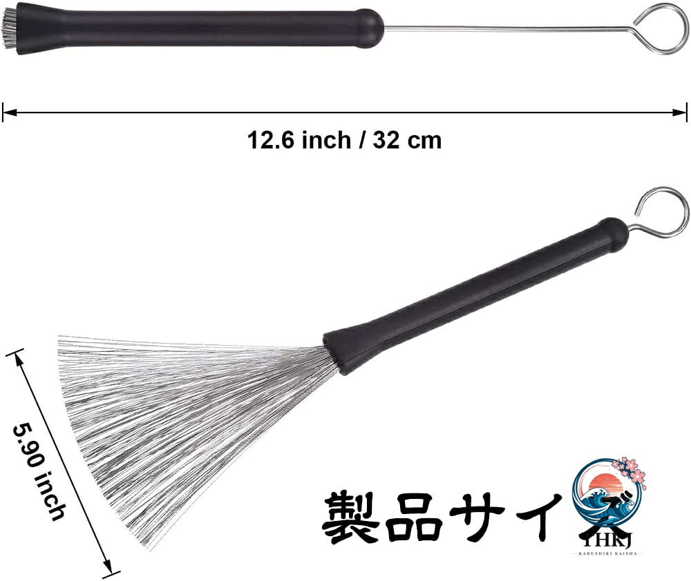 ASBEAUTEのドラムブラシ 2 個セット ワイヤーブラシ ドラムスティックブラシ ドラム用ワイヤーブラシ ドラムブラシ ナイロンブラシ 伸縮式 引き込み式 音楽愛好家 音楽家 初心者用｜アングル2