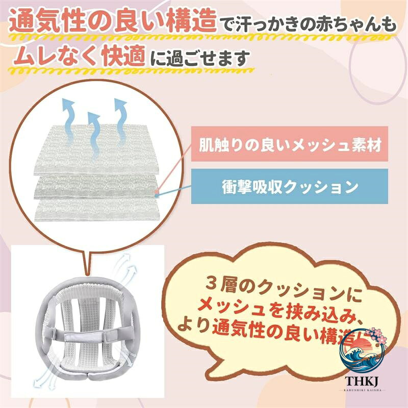ASBEAUTEのベビー 赤ちゃん ヘルメット ヘッドガード 転倒防止クッション メッシュ通気性 あたま ベビーヘッドガード ごっつん防止 360 度保護 可愛い ウサギ コアラ｜アングル3