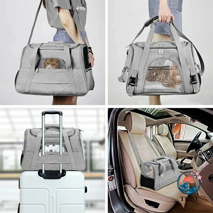 ASBEAUTEのペットキャリーバッグ ショルダーキャリー ペットキャリー バック ペットキャリー ドライブボックス 車用可 ペットバッグ 軽量 ペットハウス 座席カーシート キャリーバッグ 猫用 犬用 ペット用品 小型犬 中型犬 トリミング 防災 通院 避難用｜アングル2