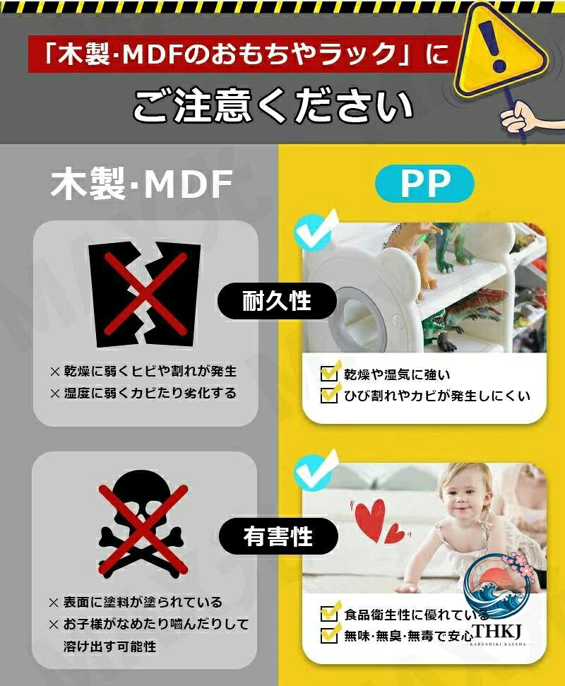 スリム子供用おもちゃ収納ラック 大容量キッズ玩具棚 本棚絵本小物収納ケース シンプルこども部屋家具 [3]
