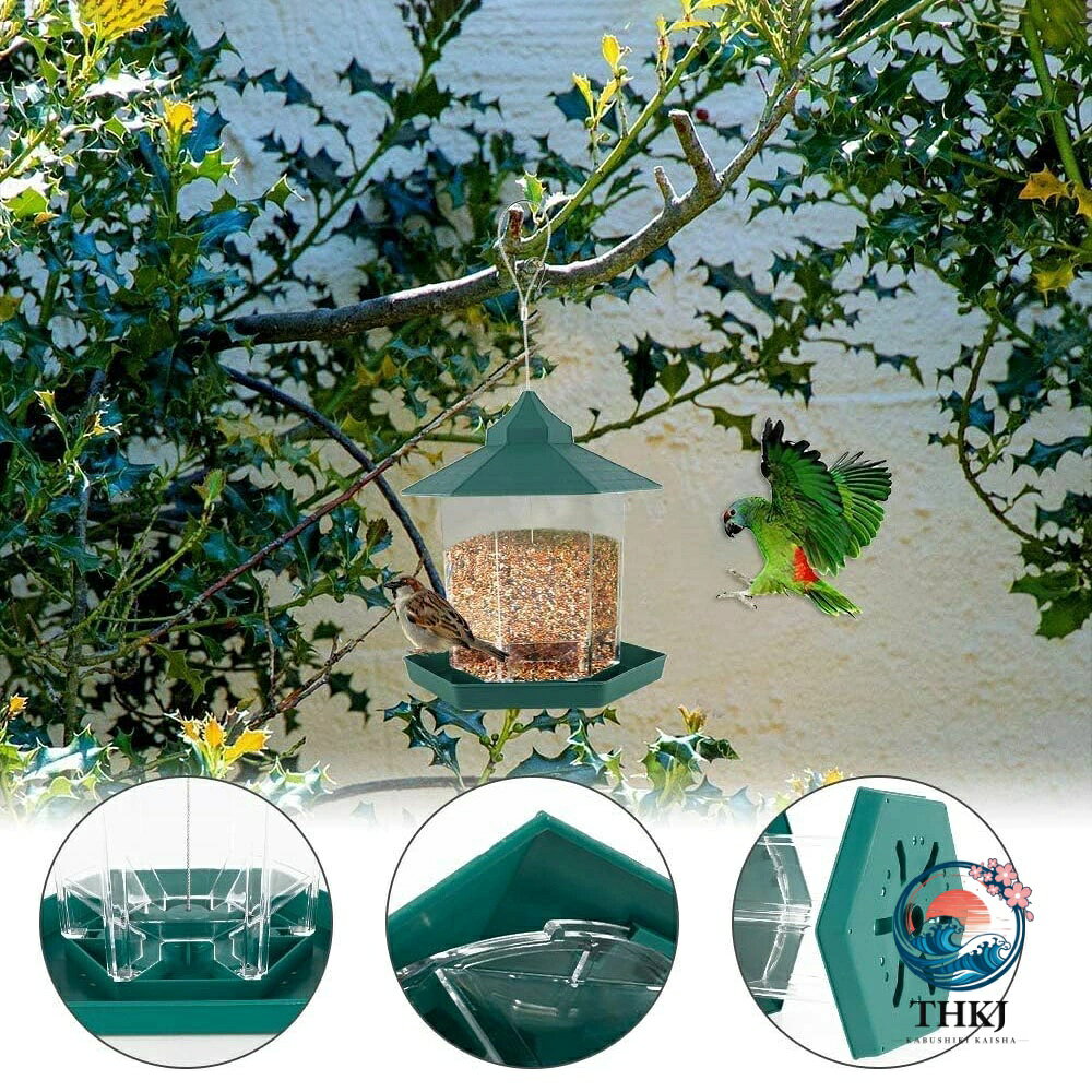 【全品2点で5%OFF】バードフィーダー 野鳥文鳥吊り下げ屋根付き庭園餌台鳩小鳥観察...