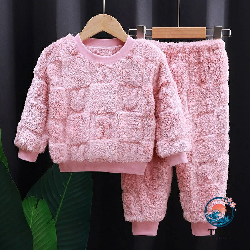 パジャマ キッズ 女の子 冬 フリース 子供服 秋冬 もこもこ ベビー パジャマ 裏起...