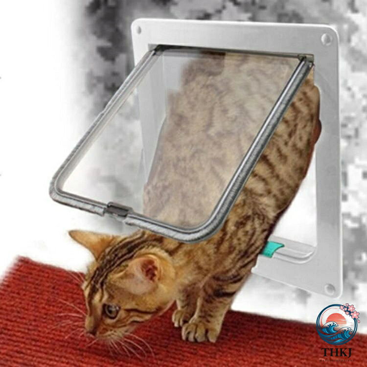 ASBEAUTEの猫 キャットドア 猫ドア 猫扉 薄型 取り付け 4way 切替 ペットドア 猫 出入り口 ドア 猫ドア 犬 ロック 犬猫用ドア 取り付け 室内用｜アングル2