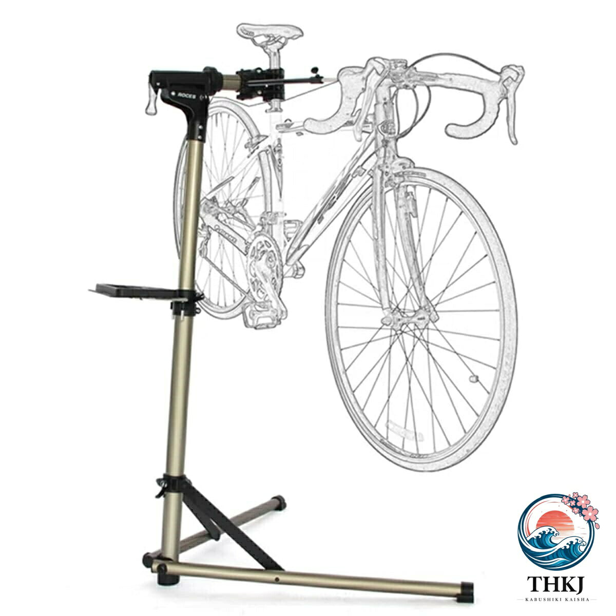 機械式自転車修理作業場スタンド折り畳み式修理スタンド 家庭用マウンテンバイク道路自転車修理ポータブル自転車機械作業スタンド 黒