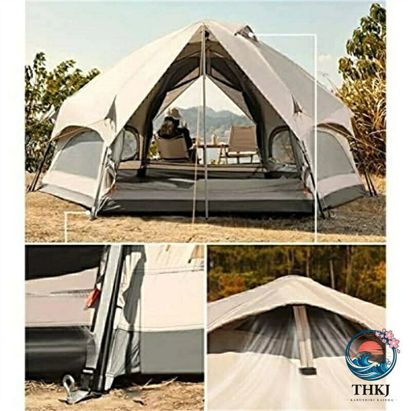 家族のキャンプのテント 屋外の六角形のキノコのテント 裏庭の旅行 ハイキング 釣...