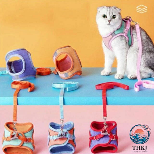 猫 ハーネス リードセット 猫用 犬用 小型犬 胴輪 脱げない 簡単装着 お出かけ 散...