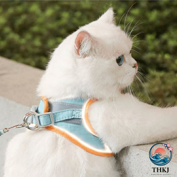 猫 ハーネス リードセット 猫用 犬用 小型犬 胴輪 脱げない 簡単装着 お出かけ 散...