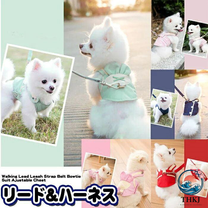 犬 ハーネス リード付 ペット 服 デザイン ウェアハーネス 胴輪 キャット ドッグ ...