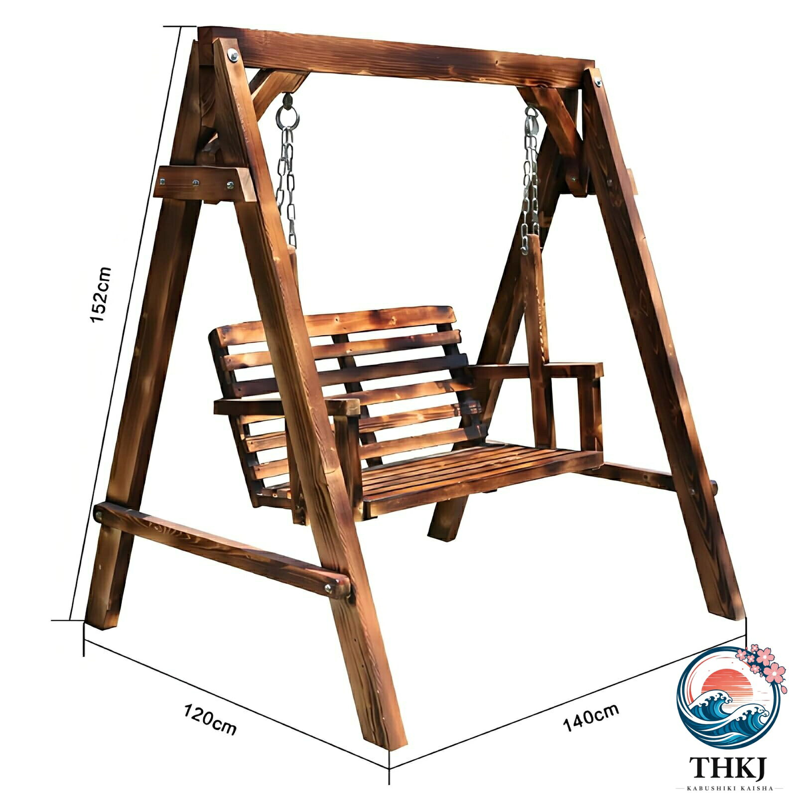 【全品2点で5%OFF】屋外 2 人乗り 木製ブランコ パティオスイング 無垢材 強力な耐...
