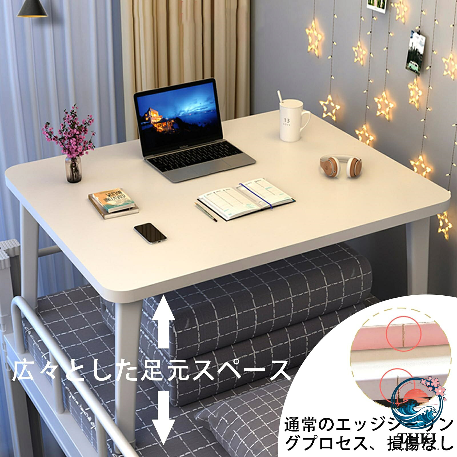 折りたたみテーブル 幅 60× 奥行 40× 高さ 28cm ローテーブル 折りたたみ 軽量 折り畳みテーブル ミニテーブル ロックしてもっと安定できる テーブル 一人暮らし テーブル 白 組立不要 多機能 小さいテーブル 食事 勉強 ピクニック キャンプ ホワイト [3]