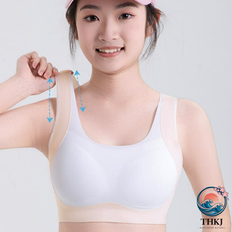 ASBEAUTEの学生 猫背矯正 揺れない 3 枚セット ジュニア 女の子 姿勢サポーター インナー パット付き スポーツブラ 姿勢矯正 スポブラ ヨガウェア 中学生 高校生 フィットネスブラ｜アングル3