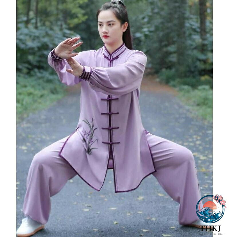 太極拳 ウェア 上下セット ゆったり 女性 動きやすい功夫 中華風 太極拳服 蘭花 花...