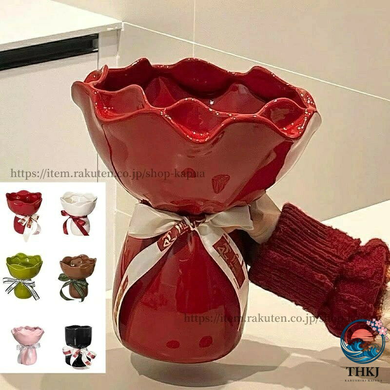 陶器の花瓶 フラワーベース L サイズ おしゃれ かわいい シンプル カフェ インテリ...