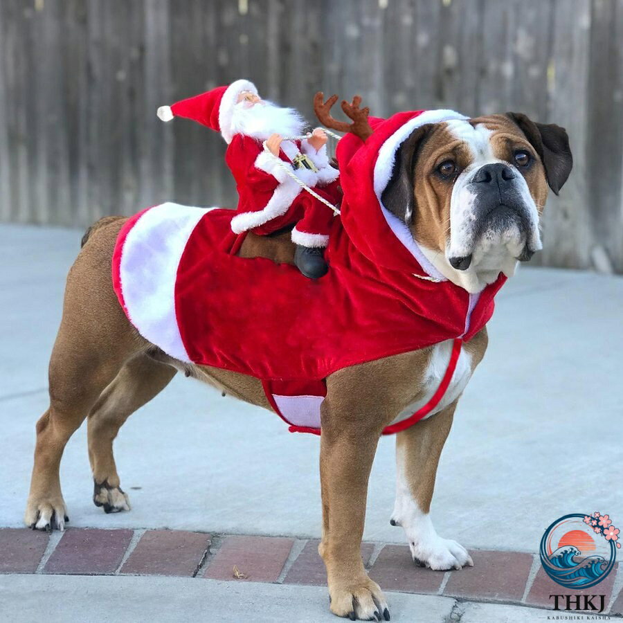 ドッグウエア クリスマス 犬服 小型犬 ペット服 サンタ コスプレ 中型犬 犬用 猫用 コスチューム 厚手 フード付き 冬物 胴輪 ペット用品 ドッグ服
