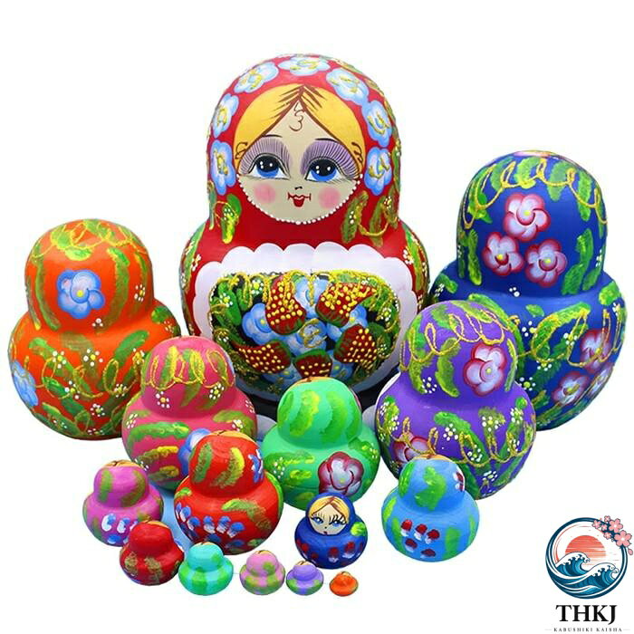ASBEAUTEのマトリョーシカ ロシア クリスマス 人形 民芸品 土産物 手作り人形 手描き オブジェ 15 個組 20cm インテリア 雑貨 洋風 ギフト プレゼント 北欧雑貨 伝統工芸 おもちゃ 飾り 誕生日 キッズ 子供 部屋 ハロウィン かわいい｜アングル3