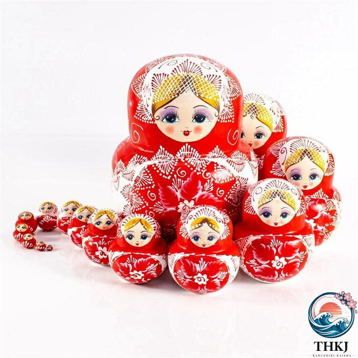 ASBEAUTEのマトリョーシカ ロシア クリスマス 人形 民芸品 土産物 手作り人形 手描き オブジェ 15 個組 20cm インテリア 雑貨 洋風 ギフト プレゼント 北欧雑貨 伝統工芸 おもちゃ 飾り 誕生日 キッズ 子供 部屋 ハロウィン かわいい｜アングル3