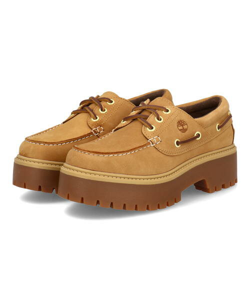 Timberland ティンバーランド STONE STREET BOAT SHOE レディースシューズ 厚底 本革 プラットフォーム 3EYE ストーンストリートボートシューズ A6AUS ウィート レディース シューズ 靴 カジュアル レースアップ アスビー