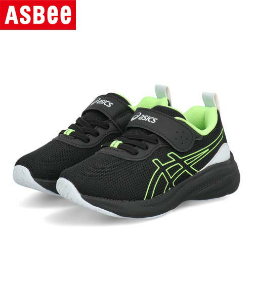 【クーポン配布中】ASICS KIDS LAZERBEAM アシックスレーザービーム MP-MG-PS キッズスニーカー 子供靴 運動会 1本ベルト シューズ 1154A221 001 ブラック/ライトグリーン キッズ 靴 スニーカー 運動靴 ボーイズ プレゼント ラッピング ASBee アスビー