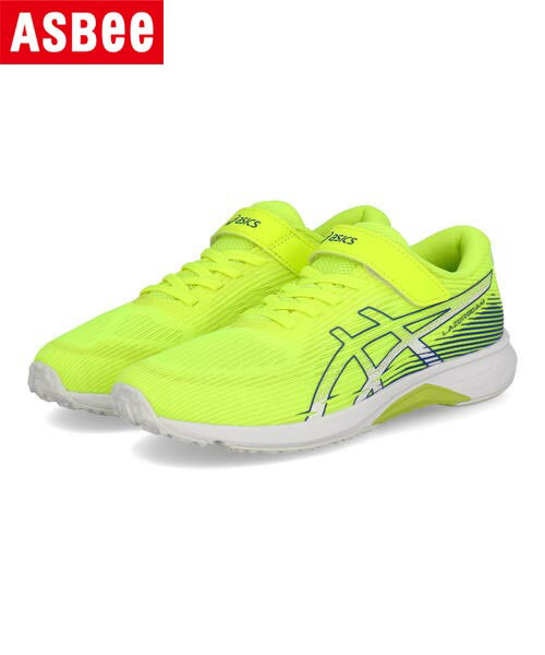 乐天商城 - 【クーポン配布中】ASICS KIDS LAZERBEAM アシックスレーザービーム RK-MG 軽量 スピードモデル キッズスニーカー 子供靴 運動会 ベルト 1154A223 750 ネオンイエロー/パープル 白底 キッズ シューズ 靴 スニーカー ボーイズ ASBee アスビー
