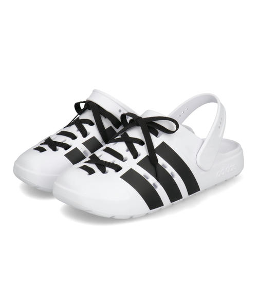 Rakuten - 【クーポン配布中】adidas アディダス ADILETTE CLOG LACE U 超軽量 メンズ レディースサンダル サボ アディレッタクロッグレースU JR4027 フットウェアホワイト/コアブラック レディース シューズ 靴 サンダル クロッグ ミュール スポーツサンダル