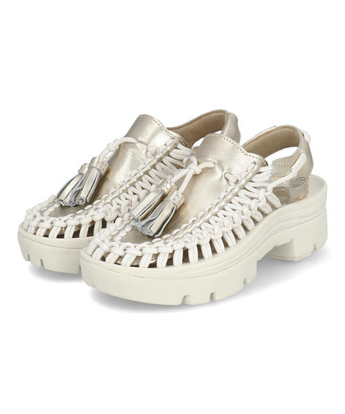 Rakuten - 【クーポン&P10倍】KEEN キーン UNEEK PLT TASSELL レディーススポーツサンダル 厚底(ユニークピーエルティータッセル) 1030338 シャンパンゴールド/スターホワイト