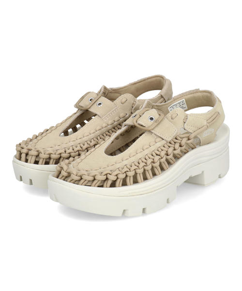 KEEN キーン UNEEK PLT MARY JANE レディーススポーツサンダル 厚底(ユニークピーエルティーメリージェーン) 1030340 サファリ/スターホワイト