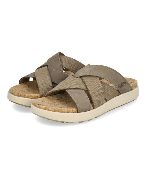 乐天商城 - 【クーポン配布中】KEEN キーン ELLE MIXED SLIDE レディースサンダル ミュール エルミックスドスライド 1027277 ブリンドル/バーチ レディース シューズ 靴 サンダル クロッグ サボ ローヒールサンダル ローヒール ラッピング ASBee アスビー