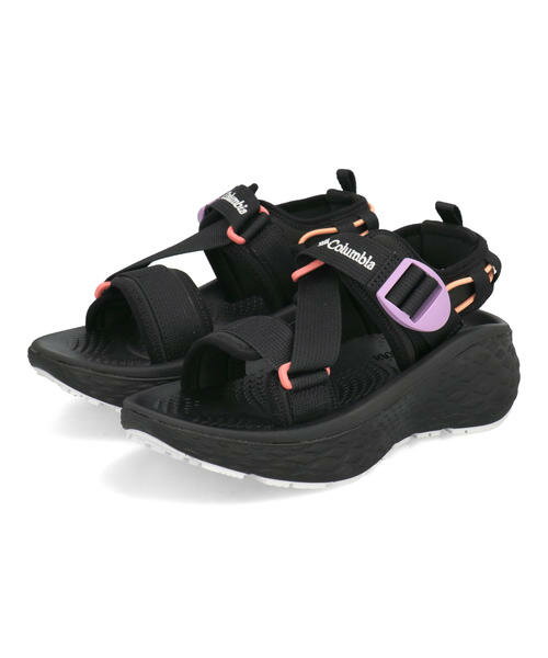 【クーポン＆P10倍】Columbia コロンビア KONOS ELEVATE STRAP SANDAL レディーススポーツサンダル 厚底 コノスエレベートストラップサンダル BL9431 010 ブラック/ハイドレンジア レディース シューズ 靴 サンダル ウェッジサンダル ウェッジ