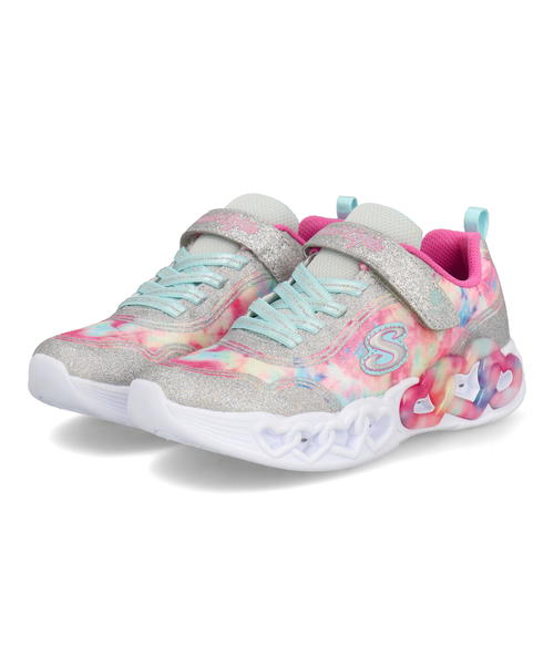 SKECHERS スケッチャーズ INFINITE HEART LIGHTS-COLOR LOVIN 光る靴 オンオフボタン 軽量 キッズスニーカー ハートライツ 303753L シルバー/マルチ キッズ シューズ 靴 スニーカー ガールズ ラッピング ASBee アスビー