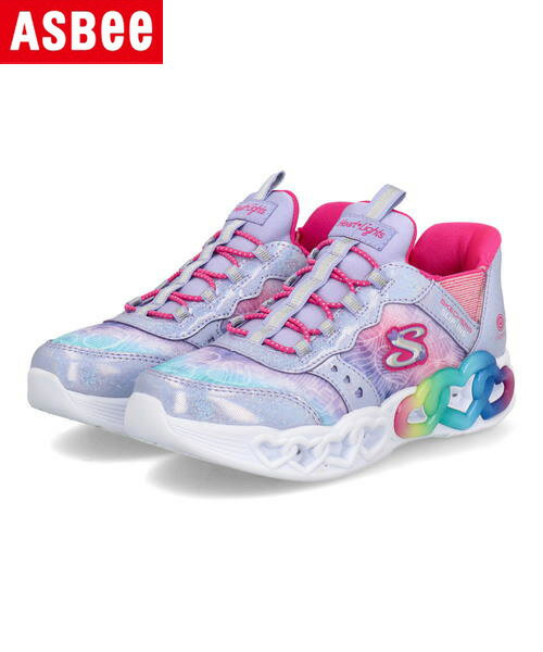 SKECHERS スケッチャーズ SLIP-INS スリップインズ INFINITE HEART LIGHTS 光る靴 オンオフボタン 軽量 キッズスニーカー ハートライツ 303755L ラベンダー キッズ シューズ 靴 スニーカー ガールズ ASBee アスビー