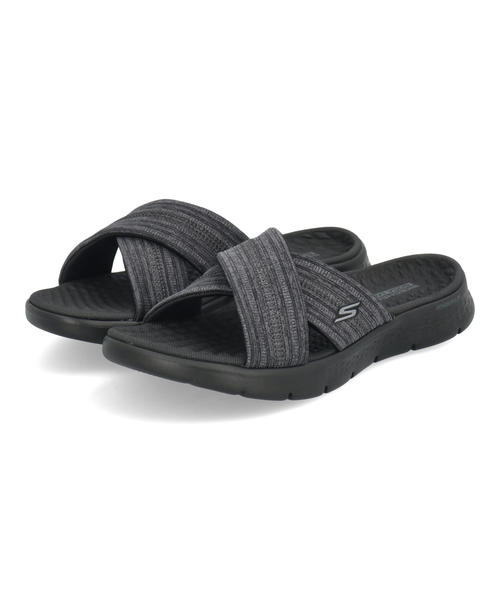 【クーポン配布中】SKECHERS スケッチャーズ GO WALK FLEX SANDAL-IMPRESSED 超軽量 レディースサンダル ゴーウォークフレックスサンダルインプレスド 141420 ブラック/グレー スポーツサンダル ローヒールサンダル ローヒールのサムネイル