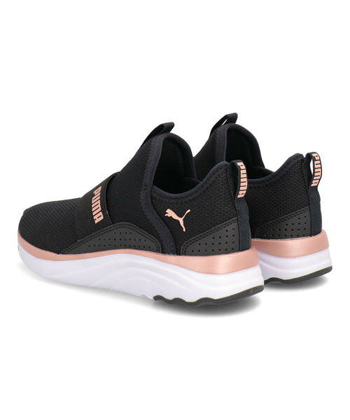 【エントリーでP10倍＆クーポン配布中】PUMA プーマ SOFT SOPHIA SLIP ON PS キッズスニーカー【軽量】(ソフトソフィアスリップオンPS) 195568 01 プーマブラック/ローズゴールド/ホワイト