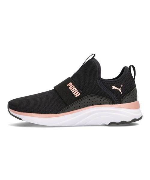 【エントリーでP10倍＆クーポン配布中】PUMA プーマ SOFT SOPHIA SLIP ON PS キッズスニーカー【軽量】(ソフトソフィアスリップオンPS) 195568 01 プーマブラック/ローズゴールド/ホワイト