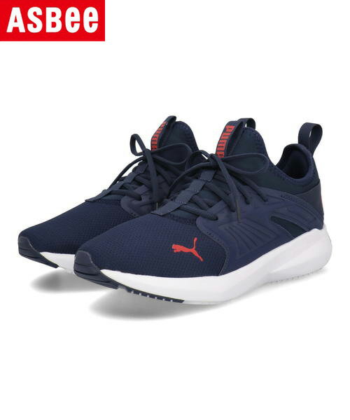 PUMA プーマ SOFTRIDE FLY【軽量】メンズスニーカー スリッポン(ソフトライドフライ) 376164 12 ピーコート/ハイリスクレッドのサムネイル