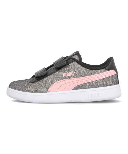 PUMA プーマ SMASH V2 GLITZ GLAM V PS キッズスニーカー(スマッシュV2グリッツグラムVPS) 367378 30 プーマブラック/アーモンドブロッサム