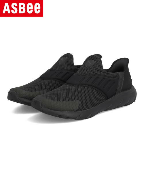 プーマ PUMA プーマ SOFTRIDE FLEX EASE IN WD 軽量 幅広 メンズスニーカー ソフトライドフレックスイーズインワイド 309902 01 ブラック/フィアットダークグレー メンズ シューズ 靴 ウォーキングシューズ スニーカー スリッポン ローカット