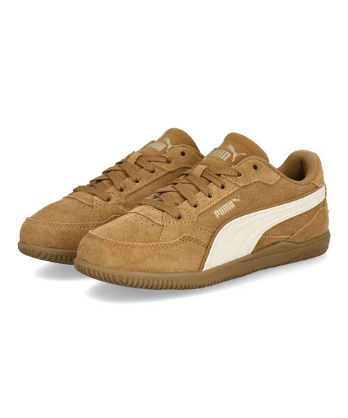 PUMA プーマ K-MODA SD【本革】レディーススニーカー 薄底 ロープロファイル(ケーモーダエスディー) 404500 06 コナブラウン/アルパインスノー/ゴールド