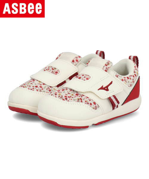 mizuno ミズノ PLAMORE INFANT 2 ベビーシューズ 脱ぎ履き簡単(プレモアインファント2) C1GD2232 06【EC】 オフホワイト/レッドのサムネイル